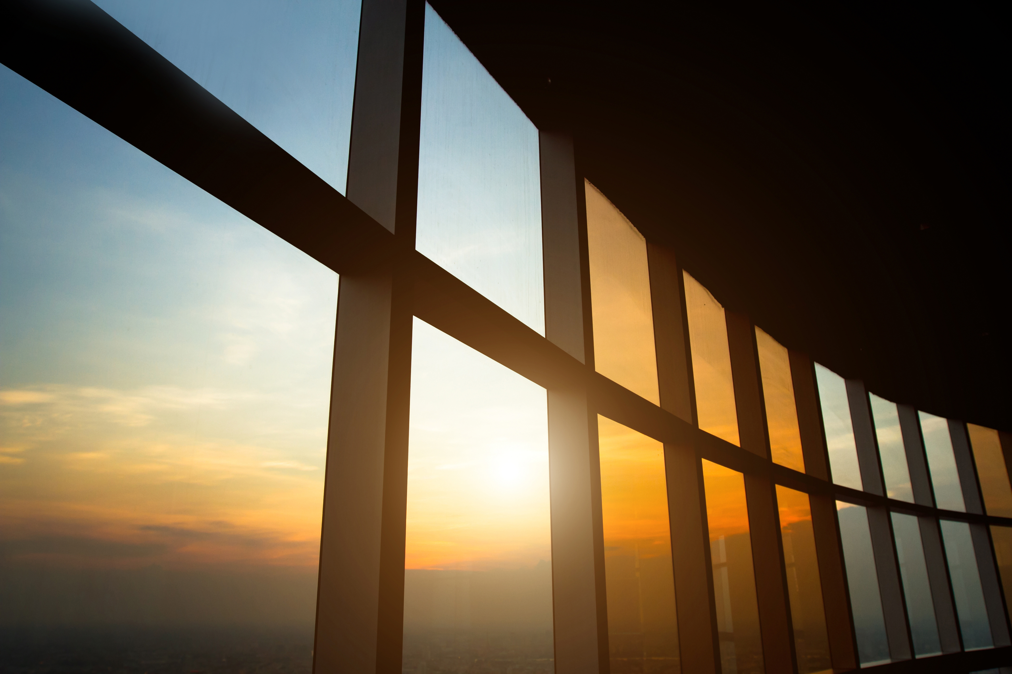 Sunset Out of Glass Windows
